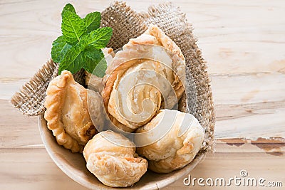 Group of curry puff. Stock Photo