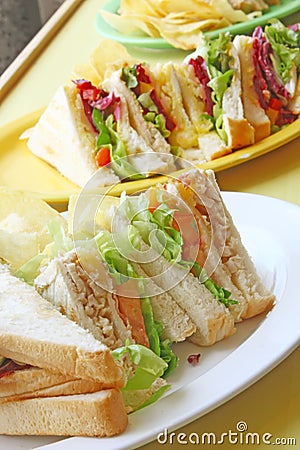 Group of Cut Toasted Sandwiches Stock Photo