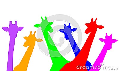 Group of cute giraffes peeking. Vector Illustration