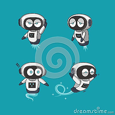 Group of cute robot cartoon Vector Illustration