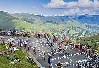 Group of Cyclists on Col de Peyresourde - Tour de France 2014 Editorial Stock Photo