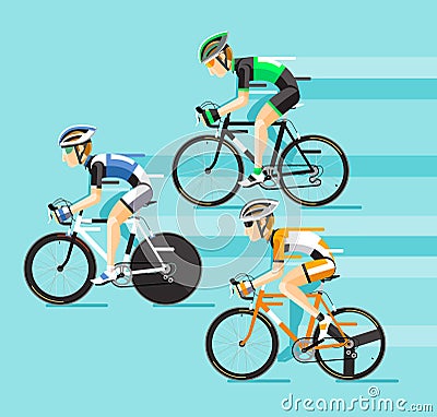 The Group of cyclists man in road bicycle racing. Vector Illustration