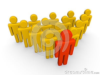 Group of 3d people with leader. Stock Photo