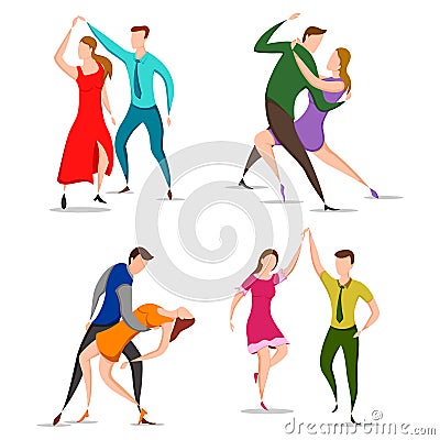 Group of dancing people friend colleague celebrating birthday, new year disco dance holiday Vector Illustration