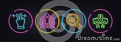 Group, Data analysis and Touchscreen gesture minimal line icons. For web application, printing Vector Vector Illustration
