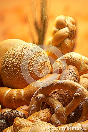 Group of different bread products Stock Photo