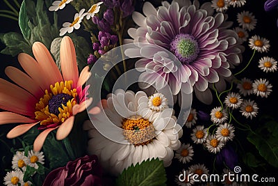 A group of different spring flowers. Created with Generative AI Stock Photo