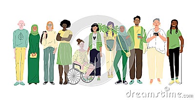 Group of different young people. Social diversity Vector Illustration