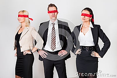 Group of disoriented businesspeople Stock Photo