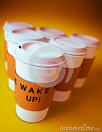 Group of disposable coffee cups Stock Photo