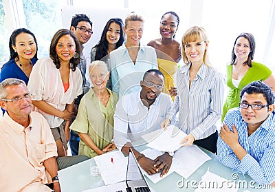 Group of Diverse Business Colleagues Enjoying Success Stock Photo