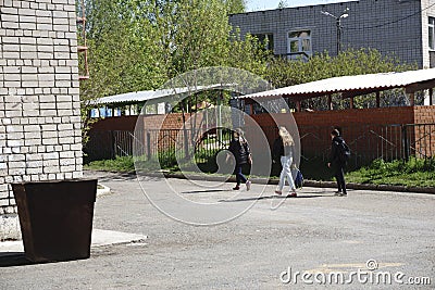 Group of diverse children walking from school Editorial Stock Photo