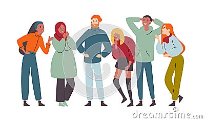 Group of diverse happy people muti-ethnic, laughing and joyful together. Vector Illustration