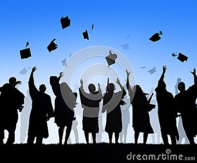 Group Of Diverse International Students Celebrating Graduation Stock Photo