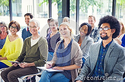 Group of Diverse Multiethnic Cheerful Audience Stock Photo