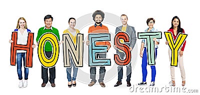 Group of Diverse People Holding Letter Honesty Stock Photo