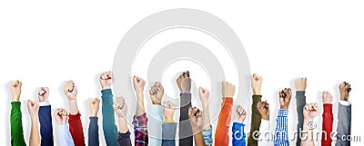 Group of Diverse People's Clenched Fists Stock Photo