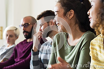 Group of diverse people talking together Stock Photo