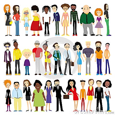 Group of diverse people. Vector Illustration