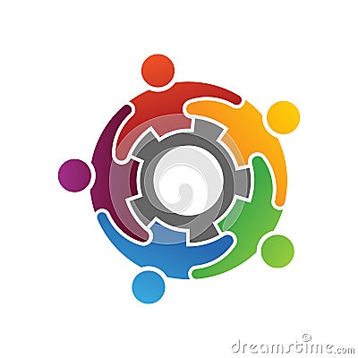 Group of Diverse People Working Together Logo Concept Stock Photo