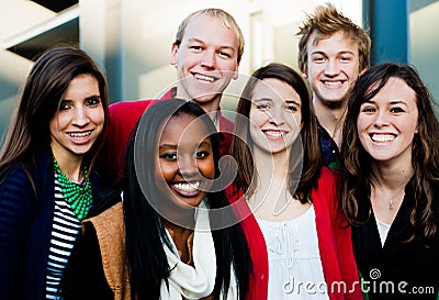 Group of Diverse Students Outside Stock Photo