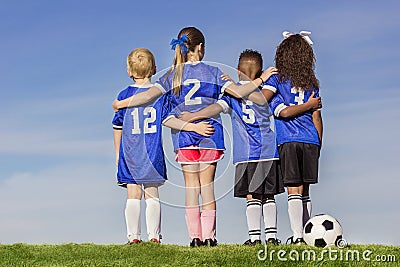 Group of Diverse young soccer players Stock Photo