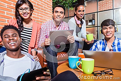 Group of diversity college students learning on campus Stock Photo