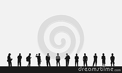 Group diversity silhouette multiethnic people. Community of colleagues or collaborators. Male social network community of diverse Stock Photo