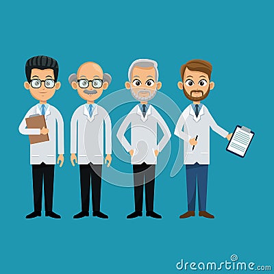 Group doctor professional staff Vector Illustration