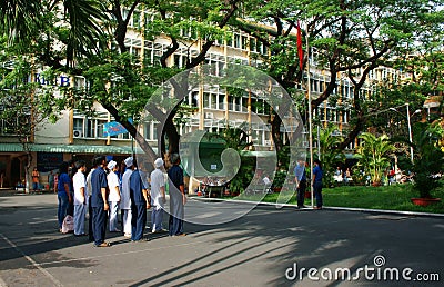 Group of doctor trooping the colour in hospital Editorial Stock Photo