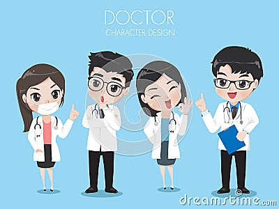 Group of doctors wear Uniform Work lab Vector Illustration