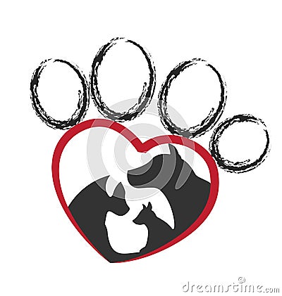 Group of dog pets inside a paw icon Vector Illustration