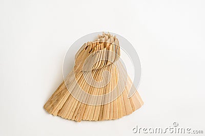 Group of ecological wood forks Stock Photo