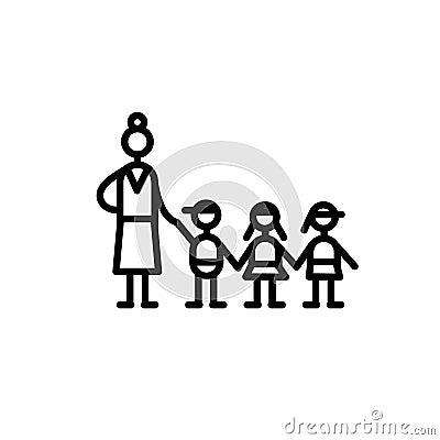 Group educator and three kids symbol kindergarten Stock Photo