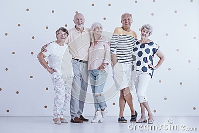 Elderly childhood friends Stock Photo