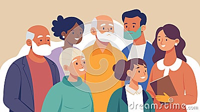 A group of elders sitting together sharing stories and memories of their ancestors who were freed on this day passing Vector Illustration