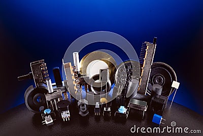 Electronic component on dark blue Stock Photo