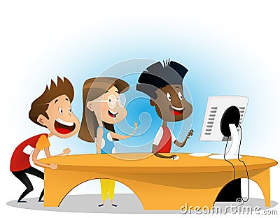 Group of elementary school students Vector Illustration