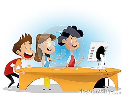 Group of elementary school students Vector Illustration