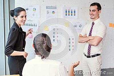 Group of employees talking and having fun in the business meeting Stock Photo