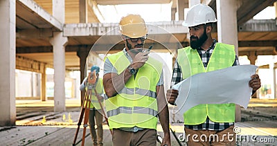 Group of engineering team had meeting at working site Stock Photo