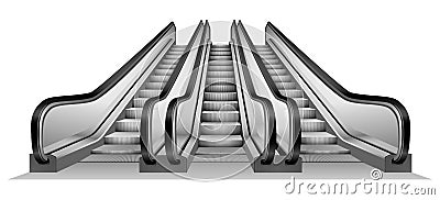 Group of escalator in metro mockup, realistic style Cartoon Illustration