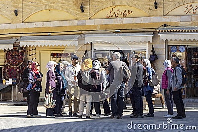 Group of European tourists during the excursion Editorial Stock Photo