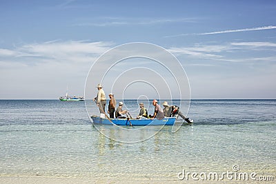 Fishermen on the beach of Cayo Levisa, Cuba Editorial Stock Photo