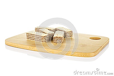 Hazelnut wafer cookie isolated on white Stock Photo