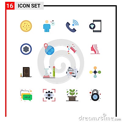 Group of 16 Flat Colors Signs and Symbols for programming, develop, call, coding, outgoing Vector Illustration