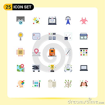 Group of 25 Flat Colors Signs and Symbols for sign, bio, speedup, computing, power Vector Illustration