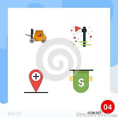 Group of 4 Flat Icons Signs and Symbols for lifter, plus, transport, halloween, badges Vector Illustration