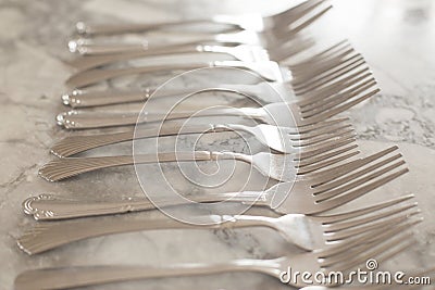 A group of flatware Stock Photo