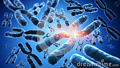 Group of floating chromosomes - illustration of genetic concept Cartoon Illustration